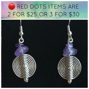🔴SALE ! Boho spiral genuine amethyst earrings